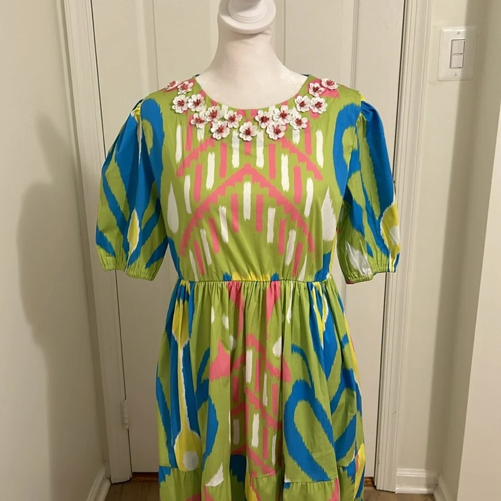 Tuckernuck Sheridan French Arcadia Dress Resin Floral Detail NWT Size Small - Picture 3 of 12